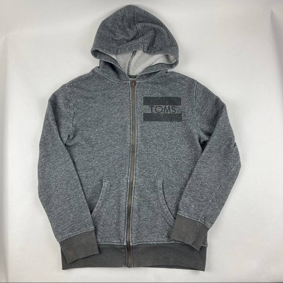 Toms For Target Sweatshirt Jacket Boys Large 12-14 Gray Full Zip Hooded - Picture 1 of 11
